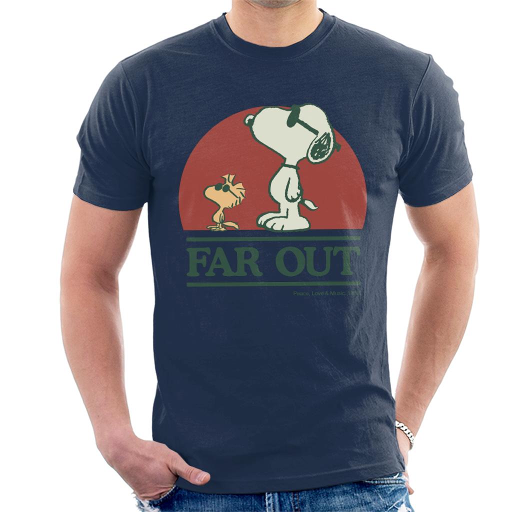 Peanuts Far Out Peace Love And Music Men's T-Shirt product image 1
