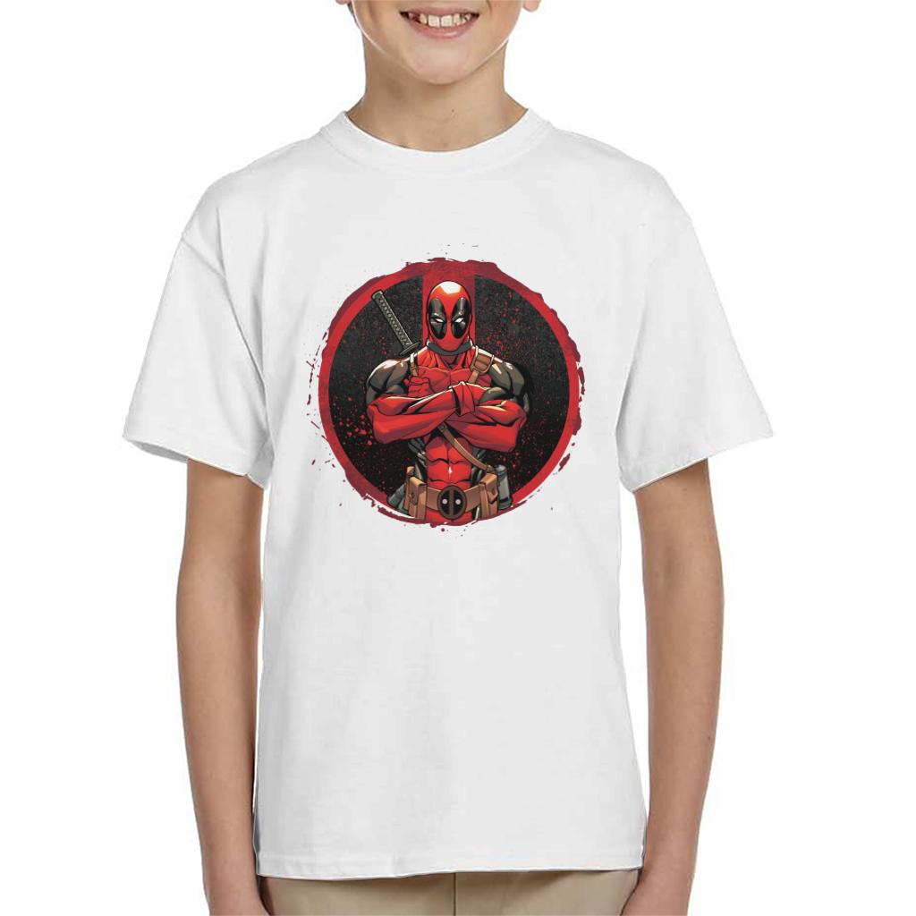 Marvel Deadpool Blood Splatter Arms Folded Kid's T-Shirt product image 6