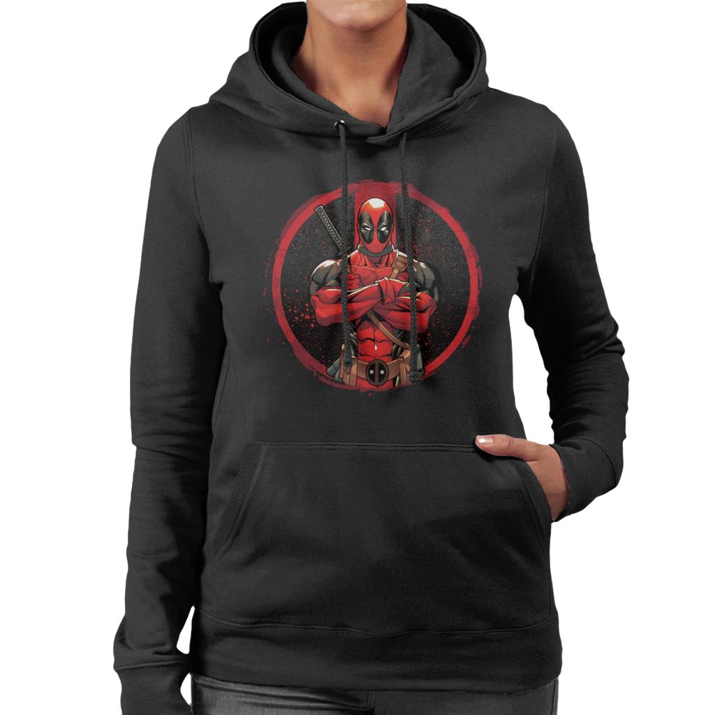 Marvel Deadpool Blood Splatter Arms Folded Women's Hooded product image 1