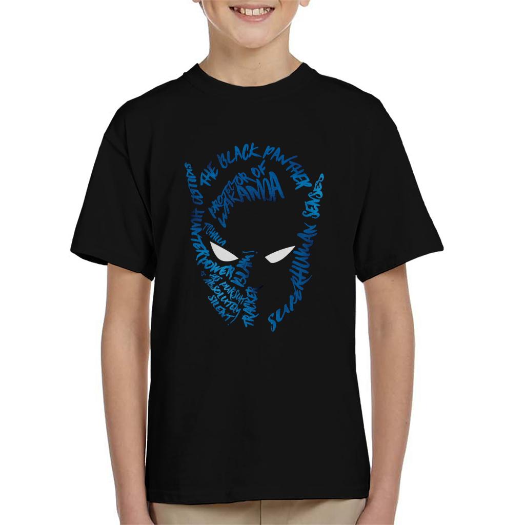 Marvel Mask Text Outline Black Panther Kid's T-Shirt product image 1