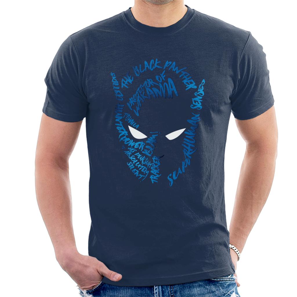 Marvel Mask Text Outline Black Panther Men's T-Shirt product image 4