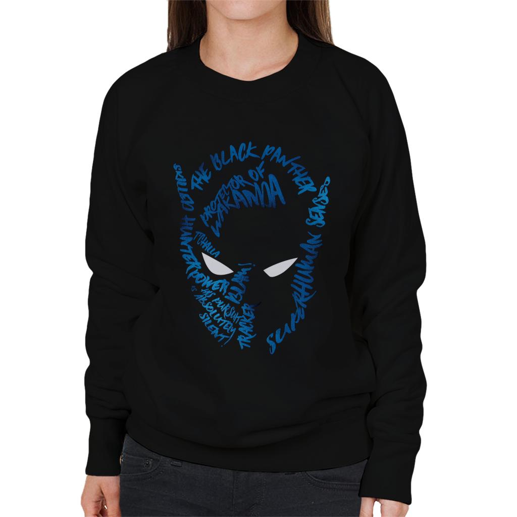 Marvel Mask Text Outline Black Panther Women's Sweatshirt product image 1