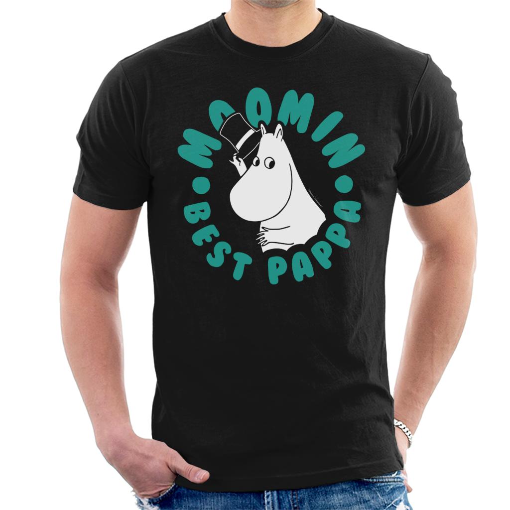 Moomin Best Pappa Circle Text White Outline Men's T-Shirt product image 1