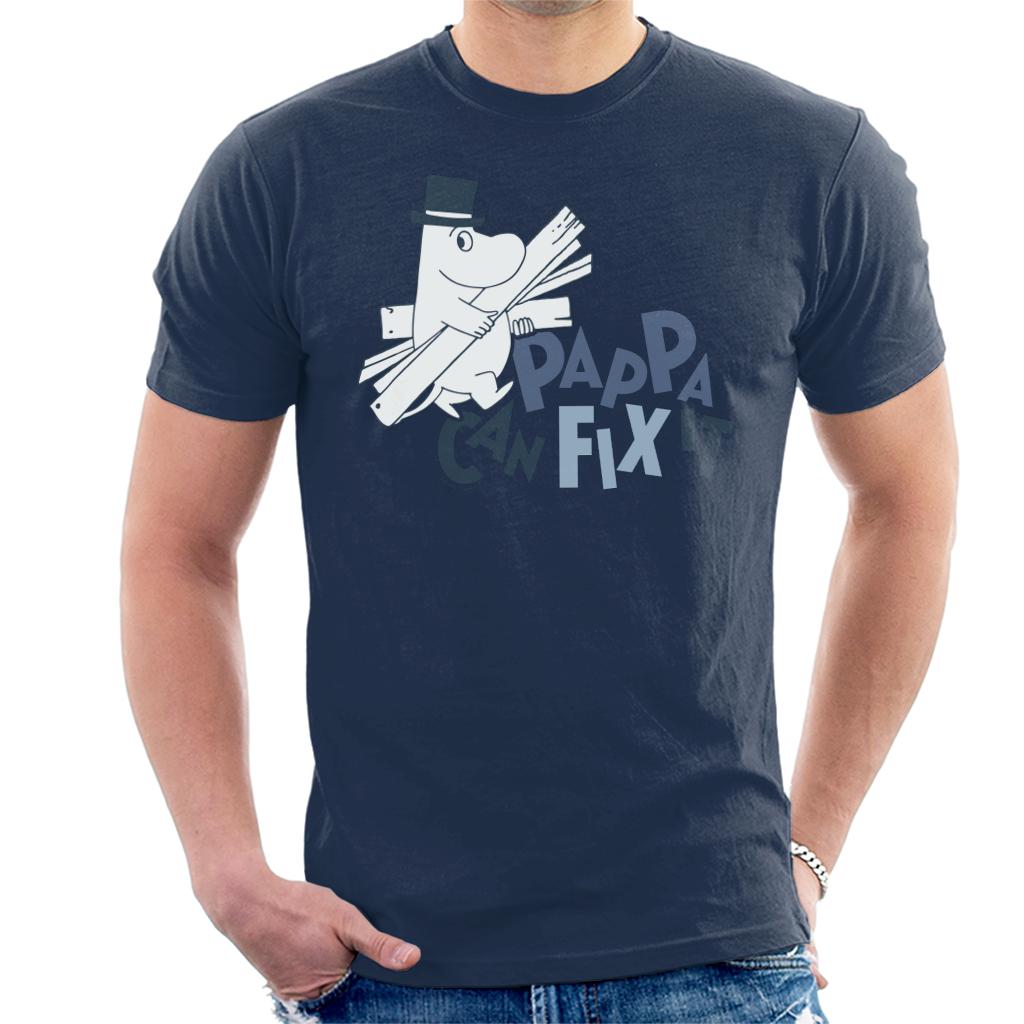 Moomin Pappa Can Fix It Blue Text Men's T-Shirt product image 1