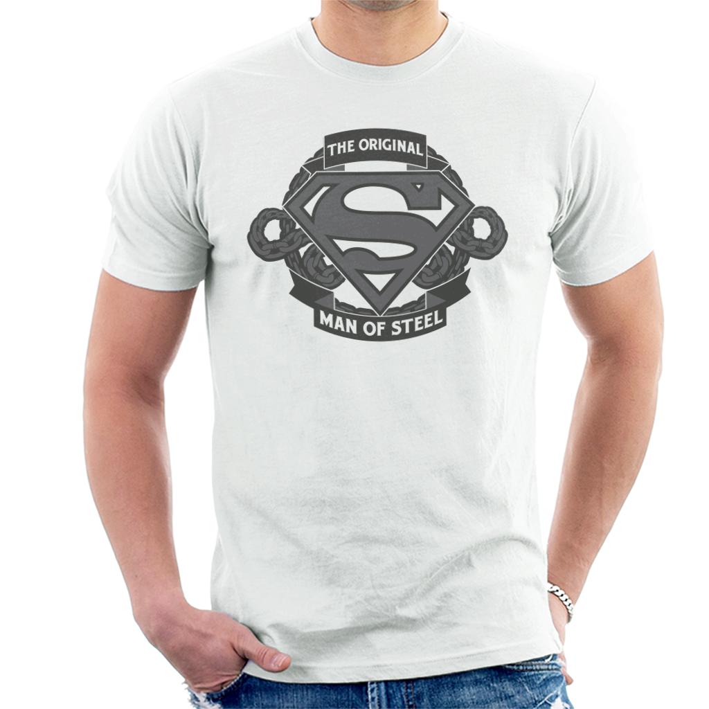 Superman Original Man Of Steel Chain Link Logo Men's T-Shirt product image 4