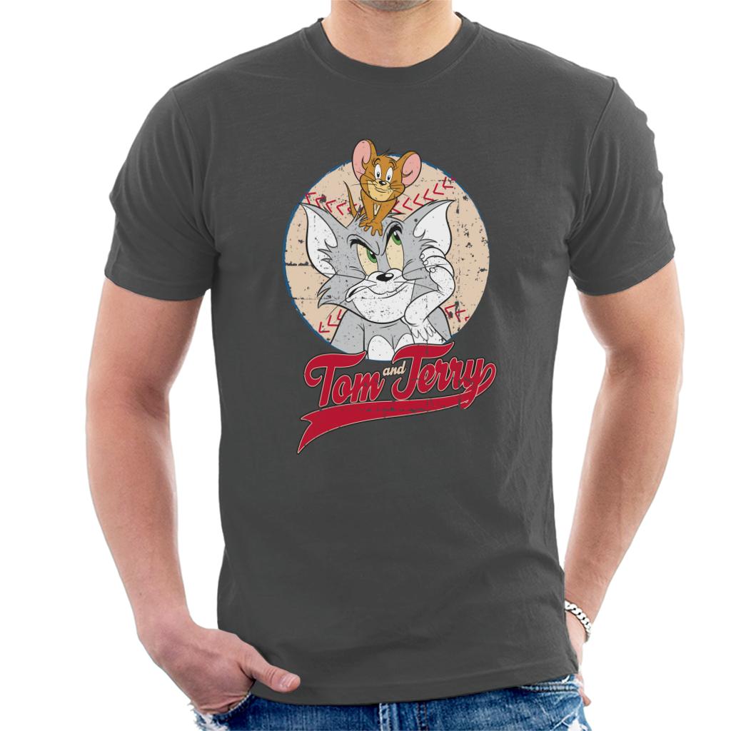Tom and Jerry Distressed Baseball Ball Men's T-Shirt product image 1